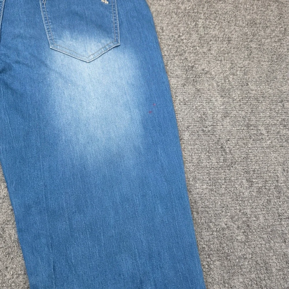 VIP Jeans Womens 13/31 Distressed Flare Bell Bottom Blue Denim Stretch Mid‎ Rise